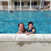 Carter and Dad at the Pool